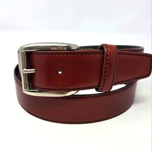 MORESCHI RUST BROWN LEATHER BELT SILVER BUCKLE MADE IN ITALY MENSWEAR MENS 38/95